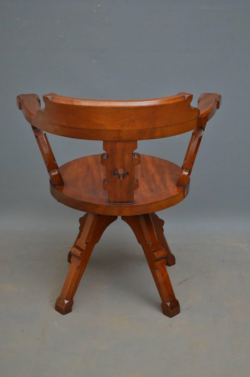 Victorian Mahogany Office Chair For Sale 1