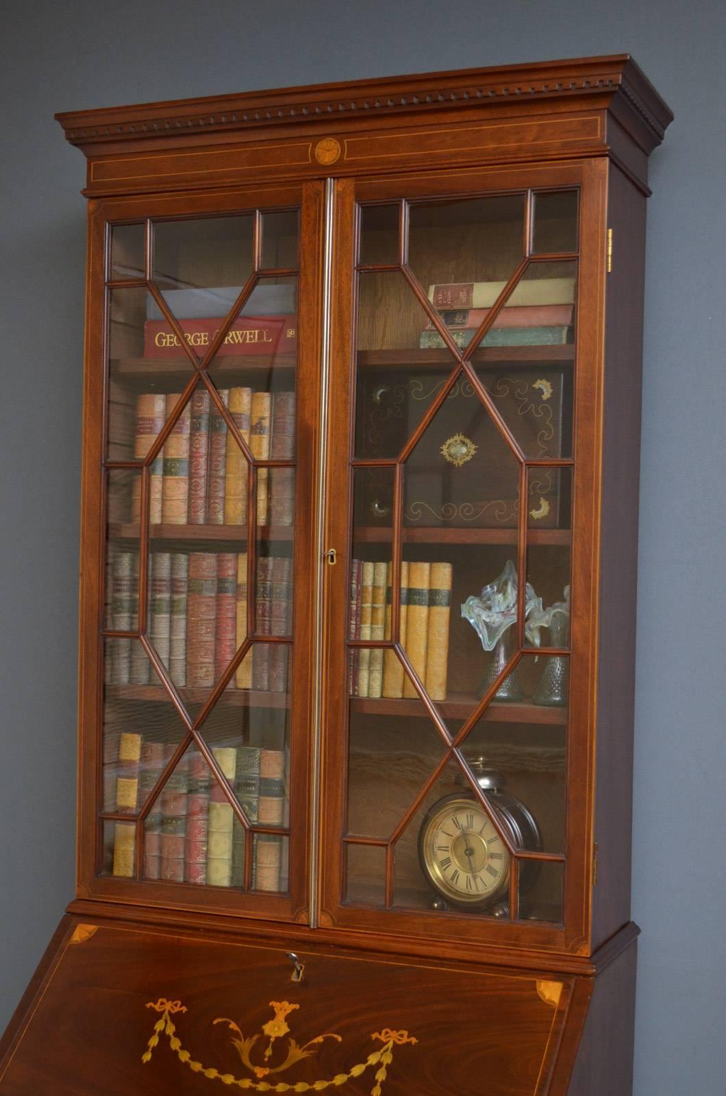 English Georgian Mahogany Bureau Bookcase