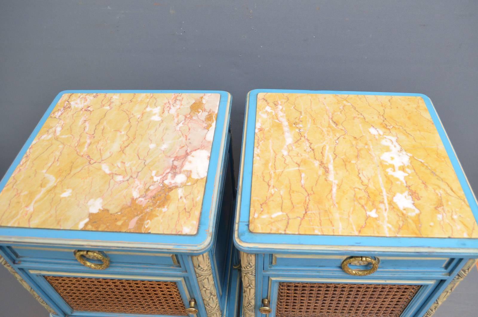 Painted Pair of French Bedside Cabinets