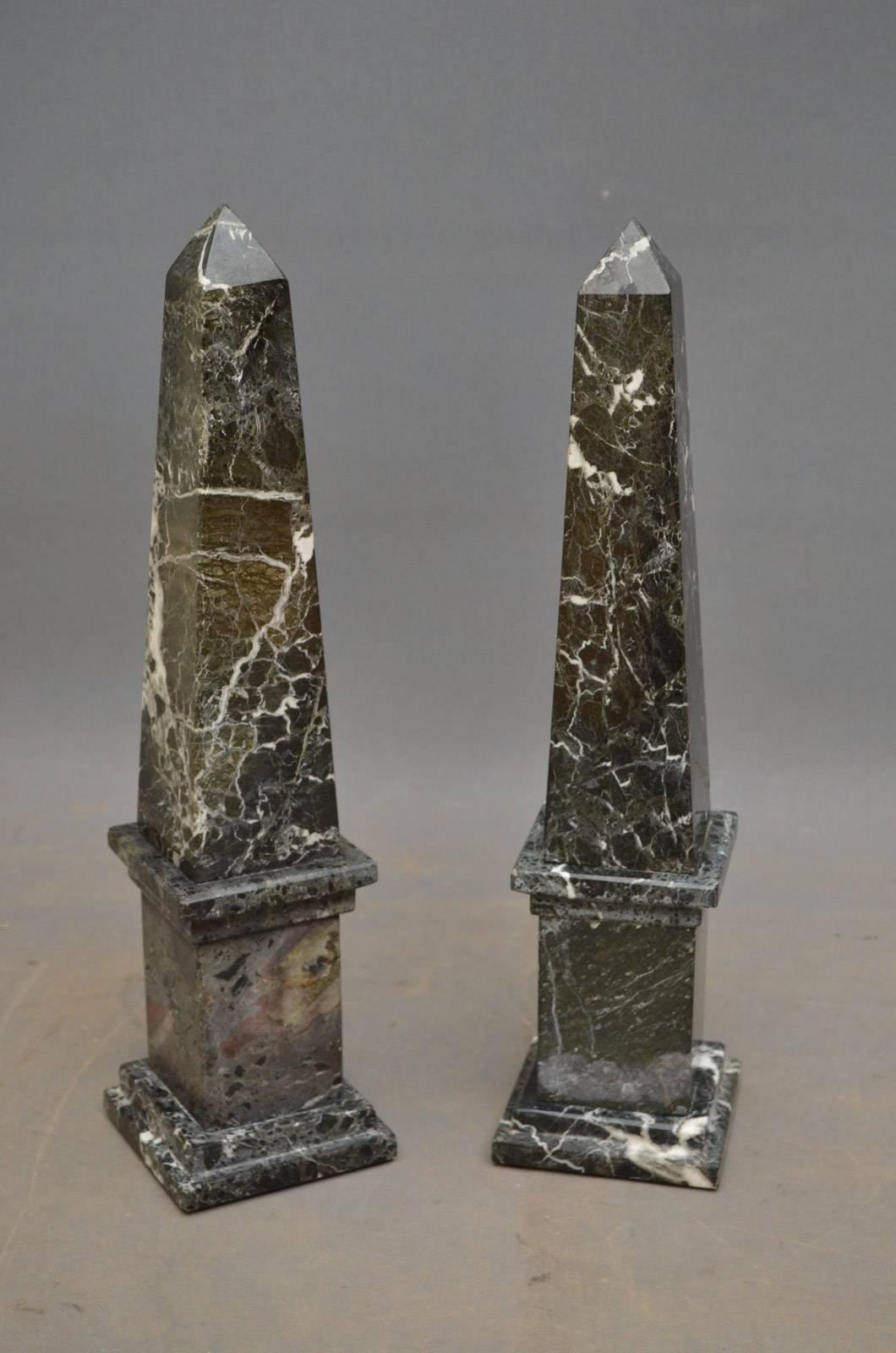 European Pair of Decorative Marble Obelisks