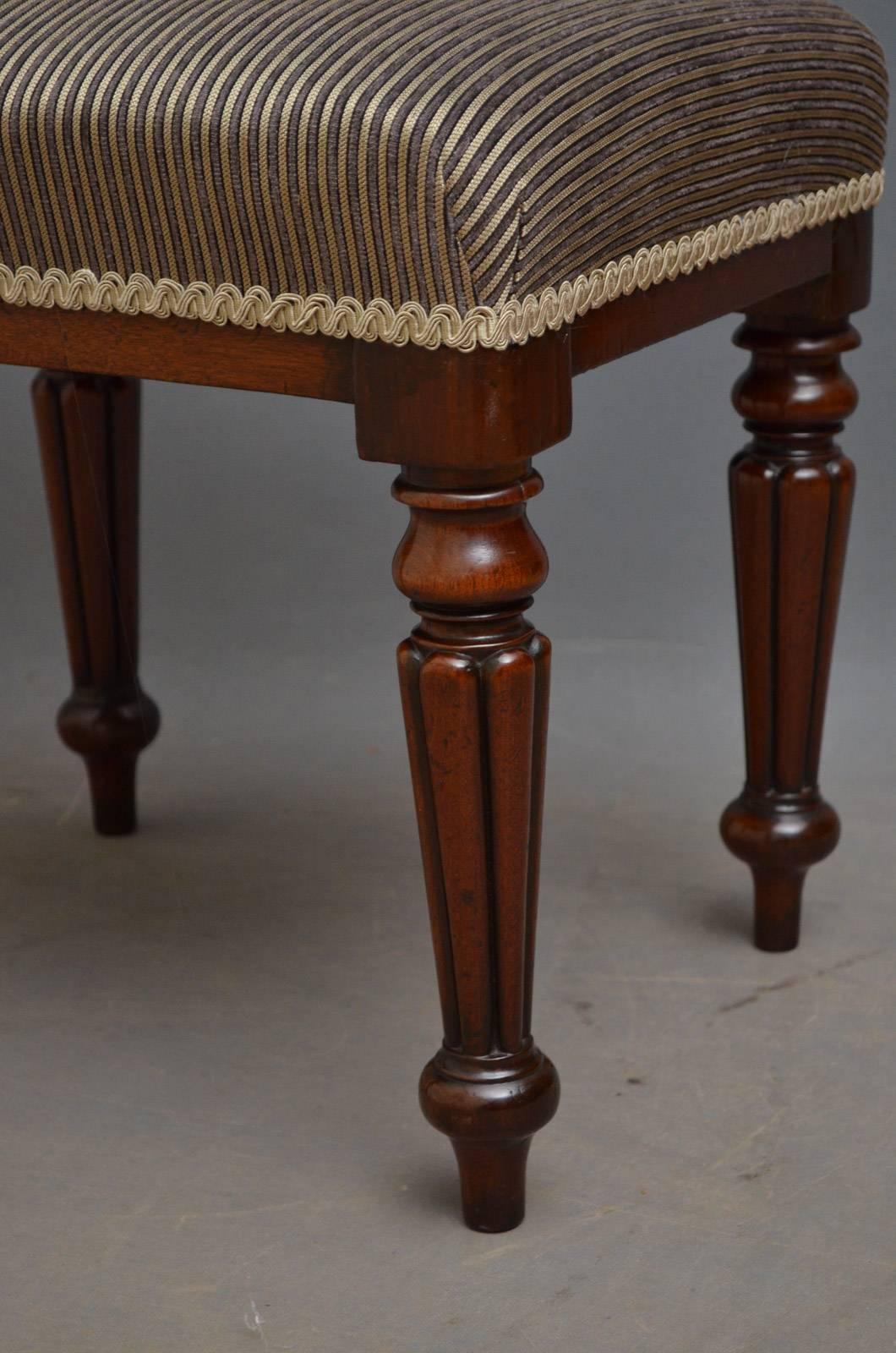 English Victorian Mahogany Dressing Table Stool