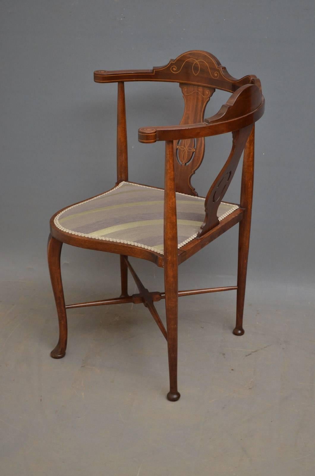 Edwardian Inlaid Corner Chair 1