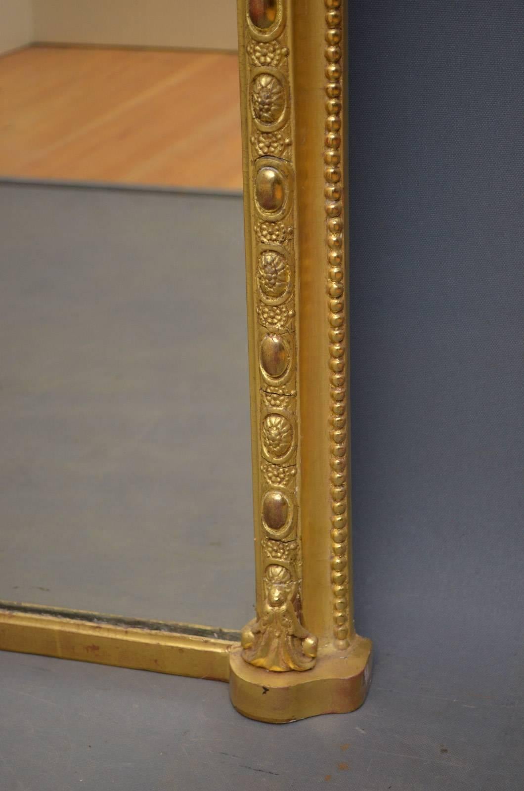 Elegant Victorian Full Length Giltwood Mirror 1