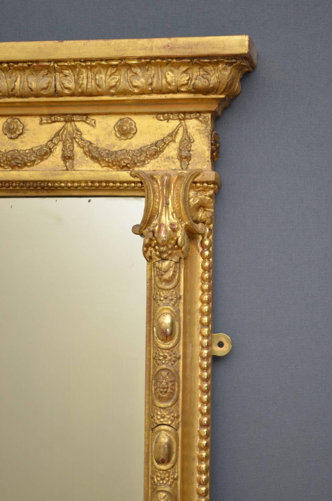 Elegant Victorian Full Length Giltwood Mirror In Excellent Condition In Whaley Bridge, GB