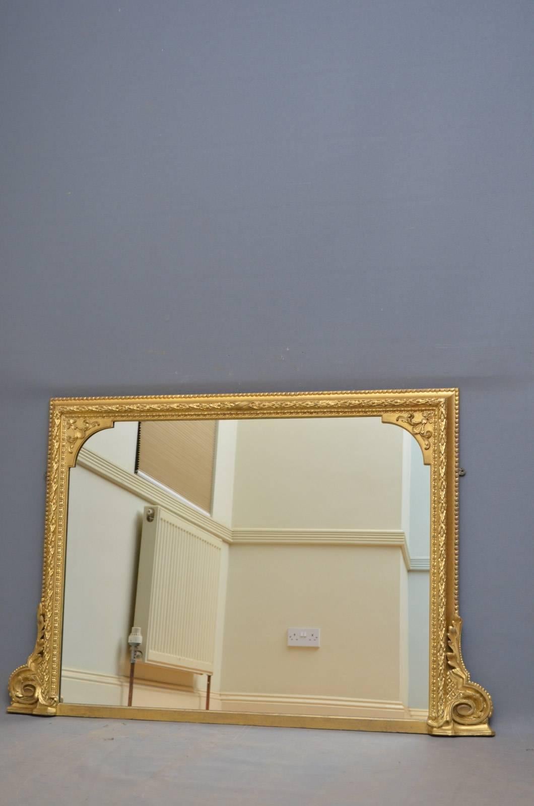 English Victorian Giltwood Overmantel Mirror