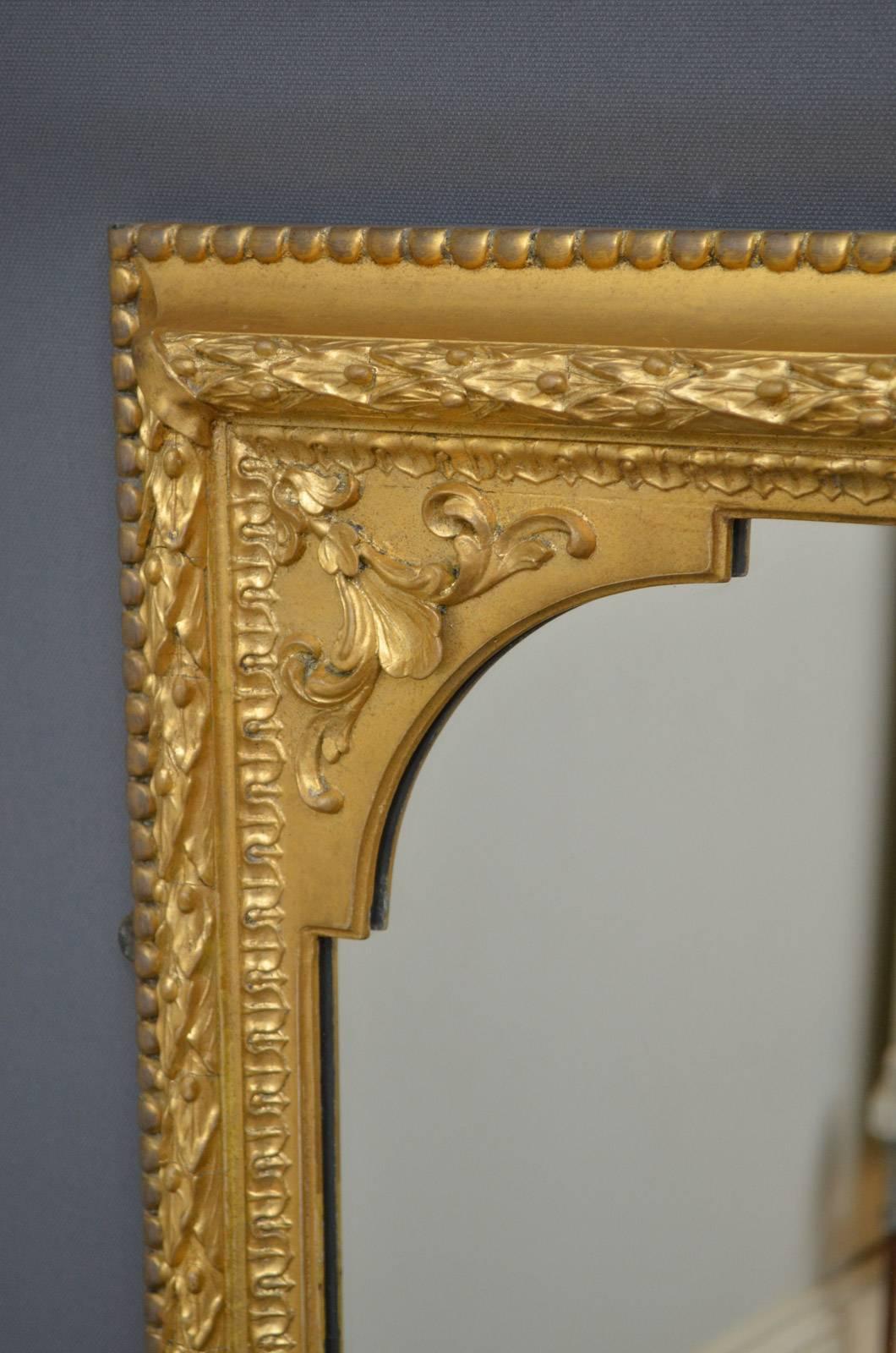 Victorian Giltwood Overmantel Mirror In Excellent Condition In Whaley Bridge, GB