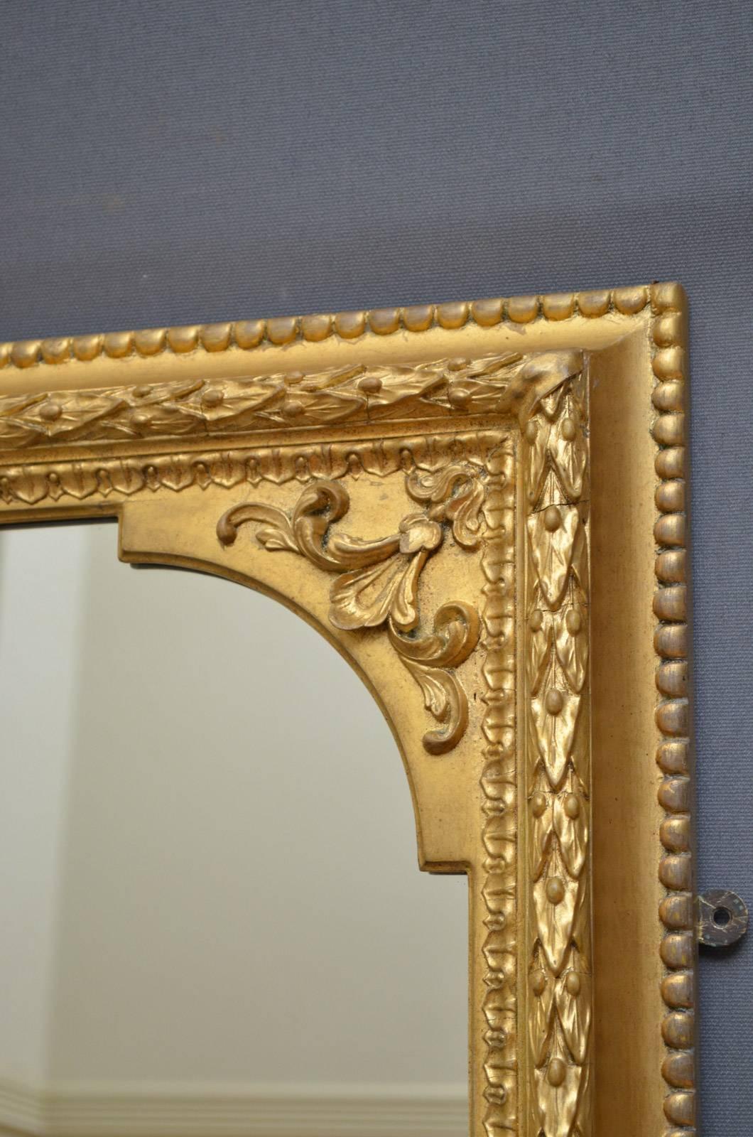 Late 19th Century Victorian Giltwood Overmantel Mirror