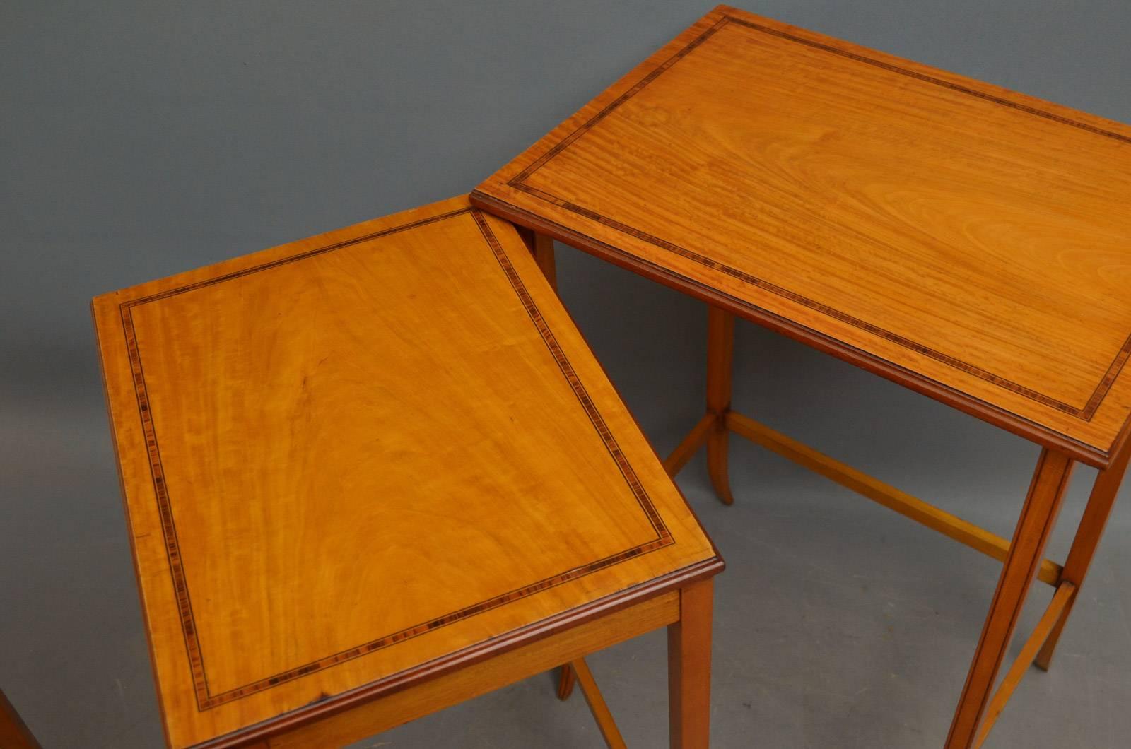Edwardian Satinwood Quartetto Nest of Tables For Sale 1