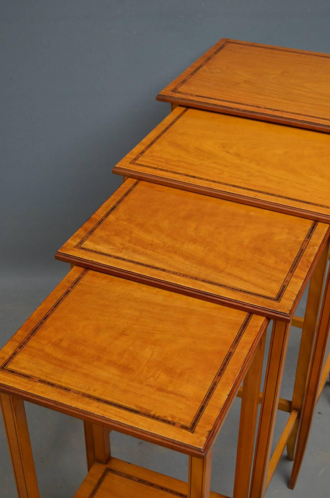 Early 20th Century Edwardian Satinwood Quartetto Nest of Tables For Sale