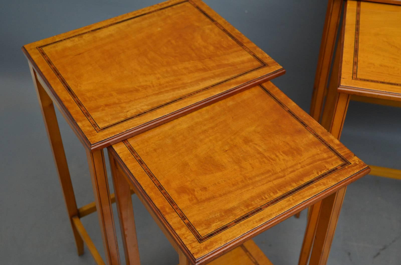 Edwardian Satinwood Quartetto Nest of Tables For Sale 2