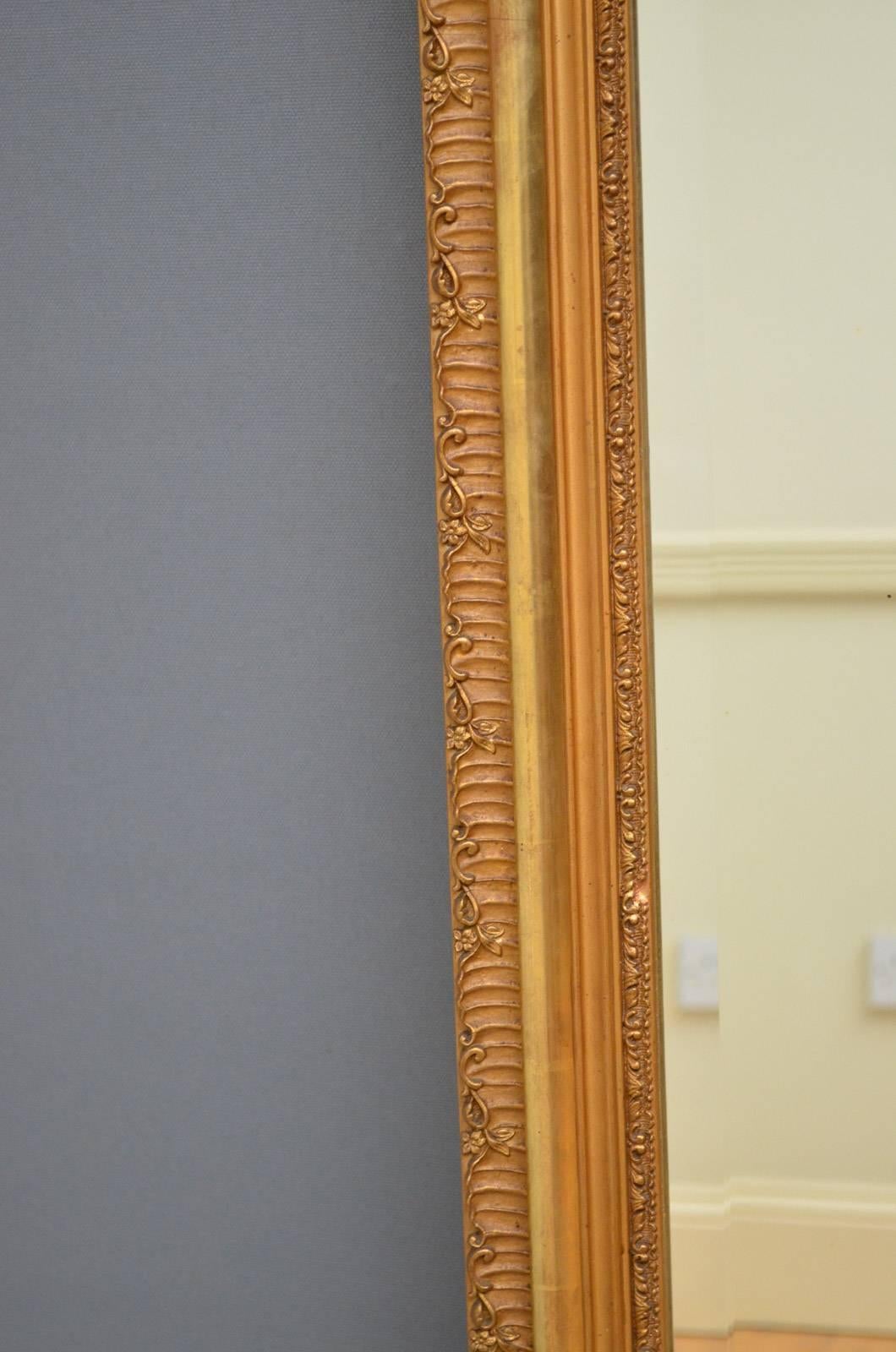 Slim French Gilded Wall Mirror For Sale 1