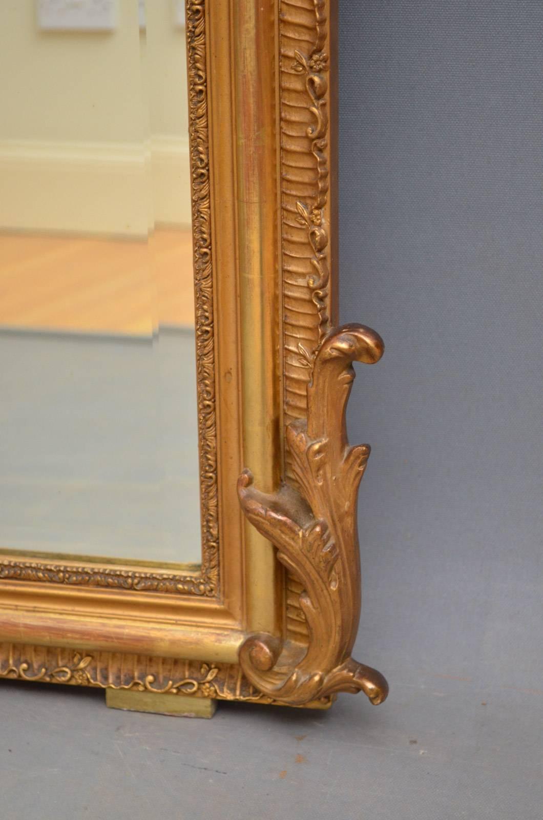 Slim French Gilded Wall Mirror For Sale 2