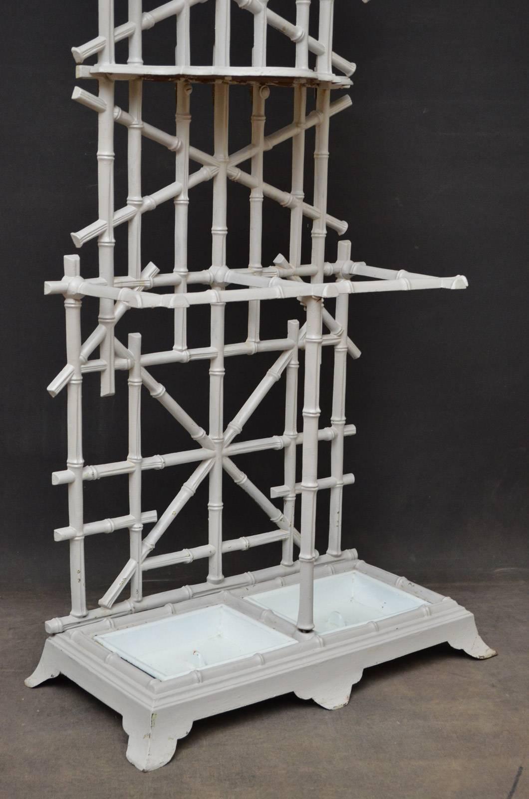 Late Victorian Faux Bamboo Cast Iron Hall Stand 2