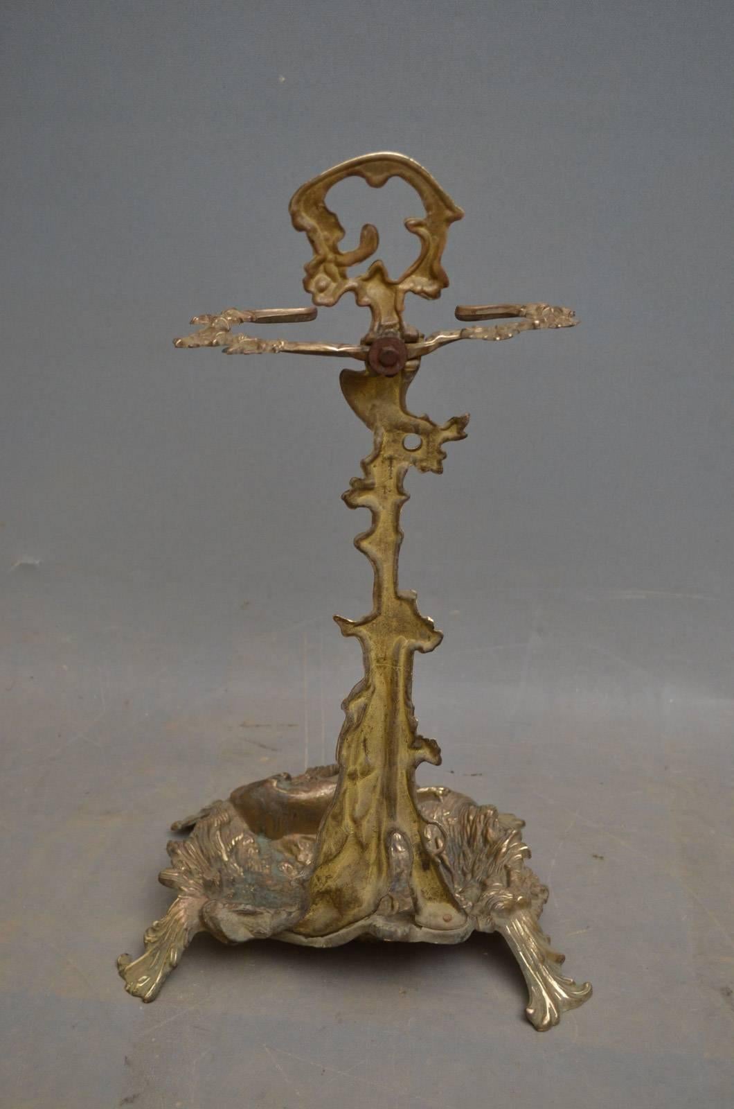 Brass Fire Companion Stand with Fire Irons or Umbrella Stand 1