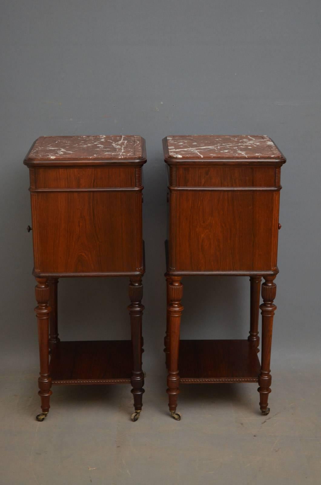 Pair of Superb Quality Rosewood Bedside Cabinets by Maison Krieger, Paris 4