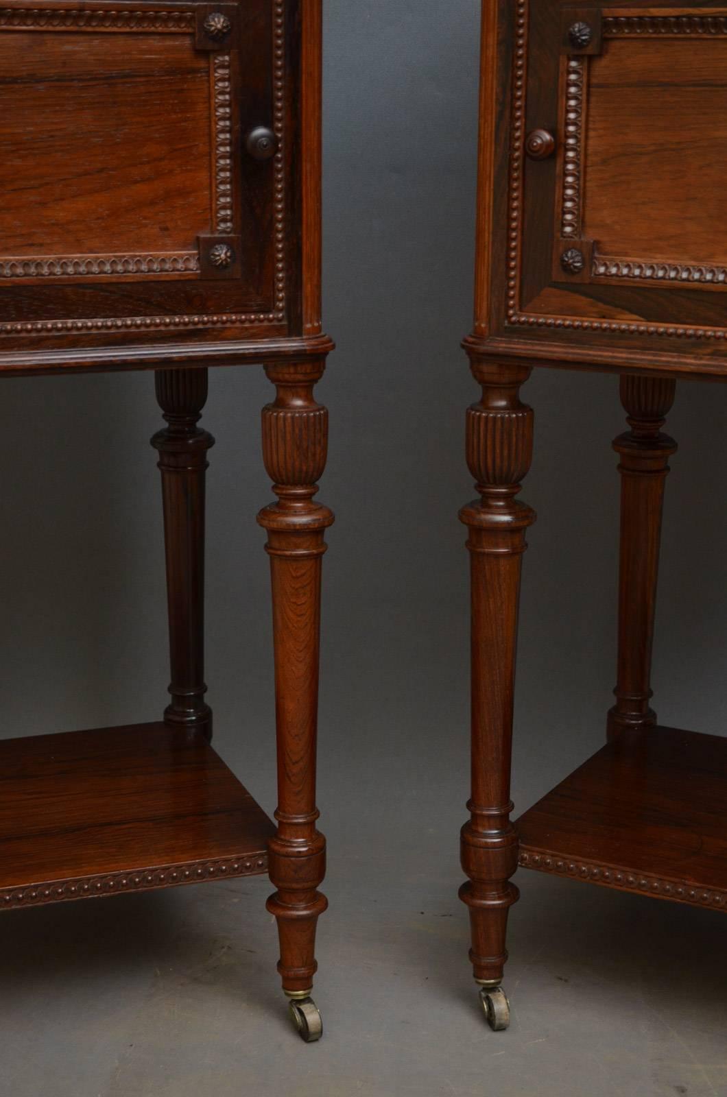 Pair of Superb Quality Rosewood Bedside Cabinets by Maison Krieger, Paris 1