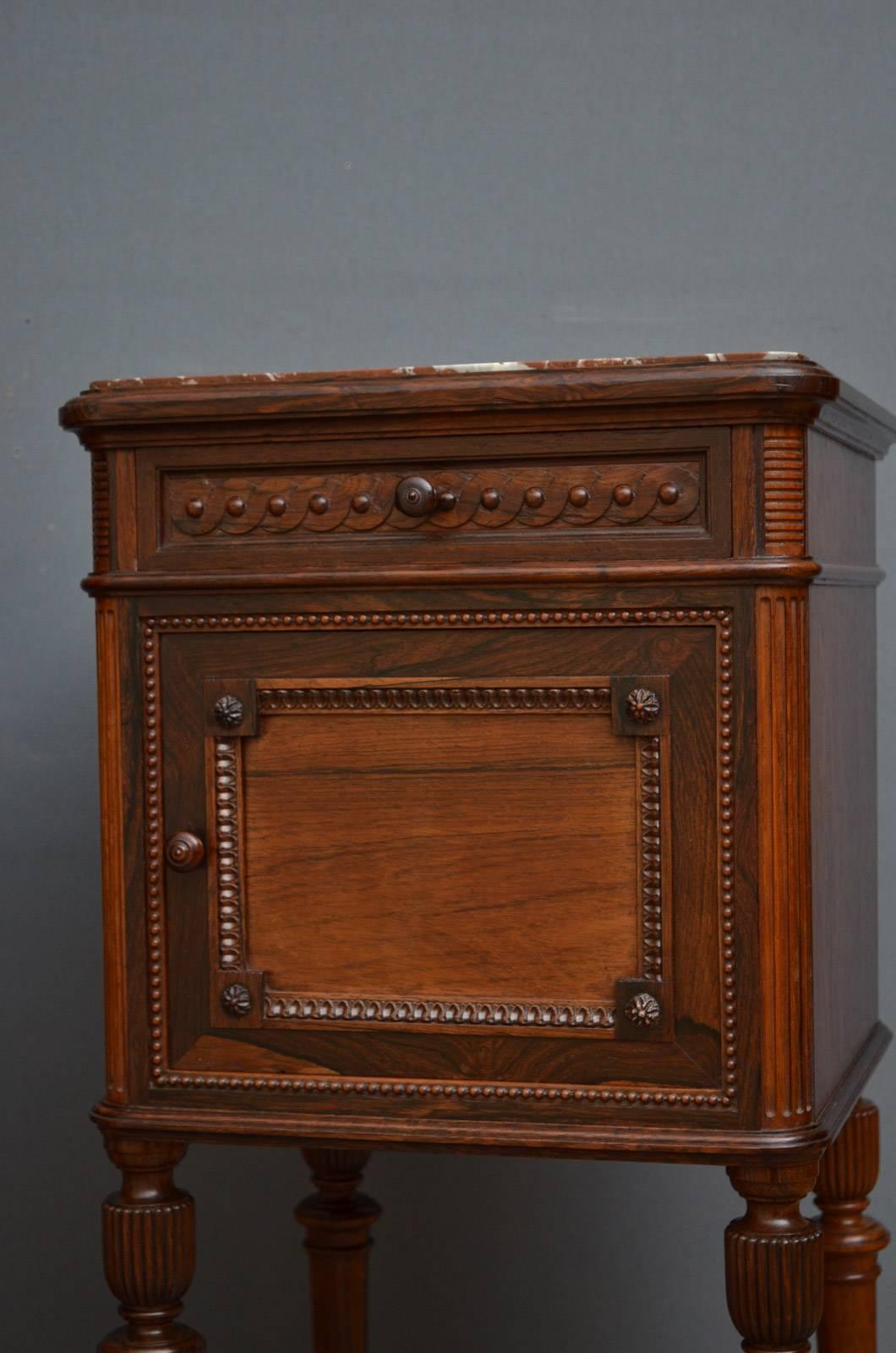 Victorian Pair of Superb Quality Rosewood Bedside Cabinets by Maison Krieger, Paris