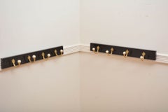 Pair Of Ebonised Brass And Ceramic Coat Rack Coat Hooks