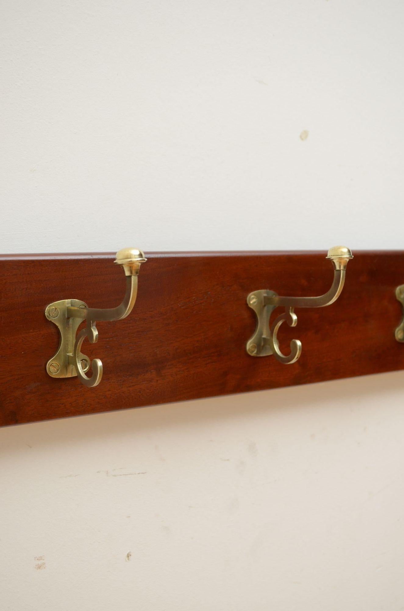Victorian Brass Coat Hooks Rack 8