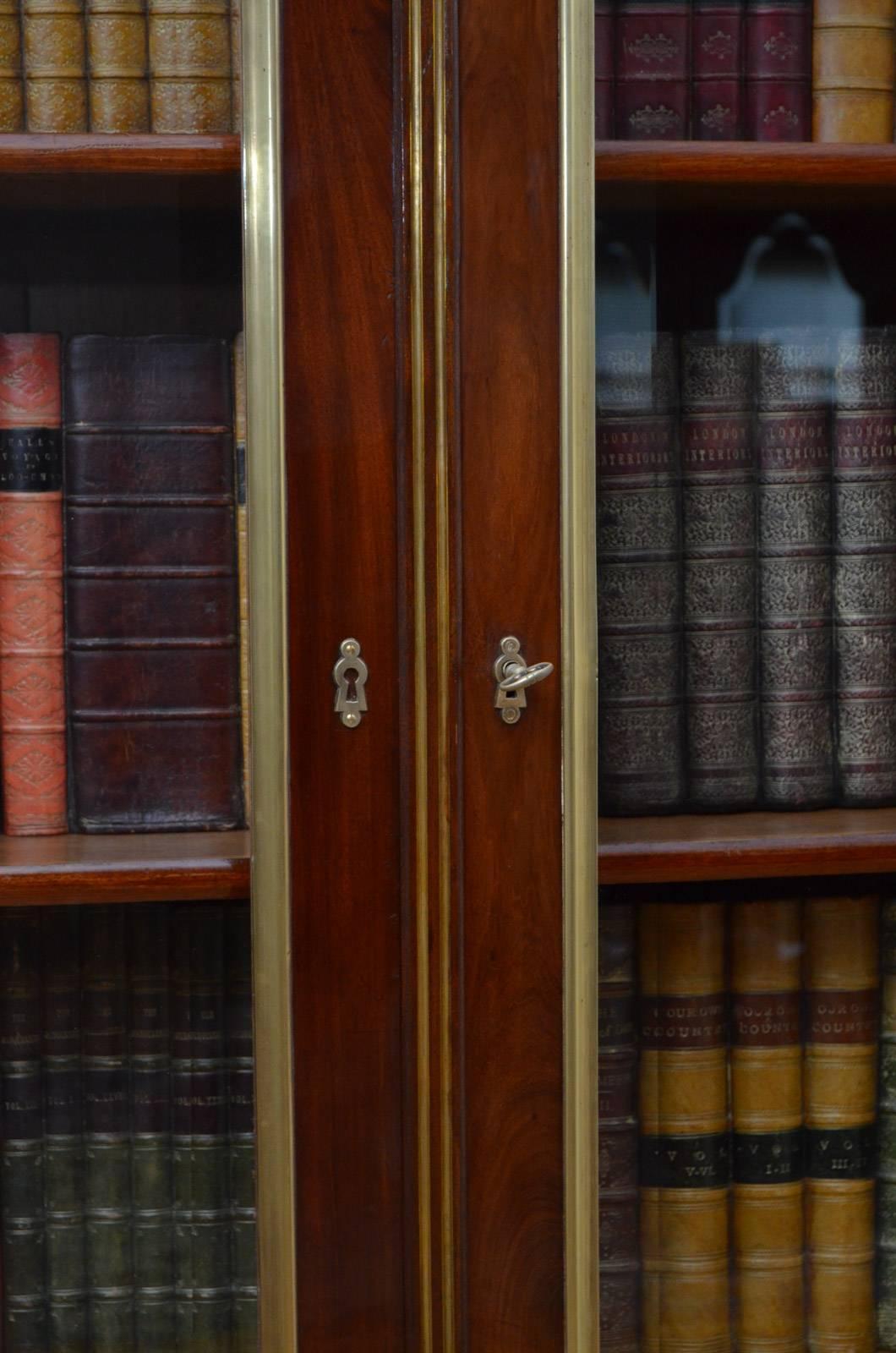 Brass French 19th Century Mahogany Bookcase