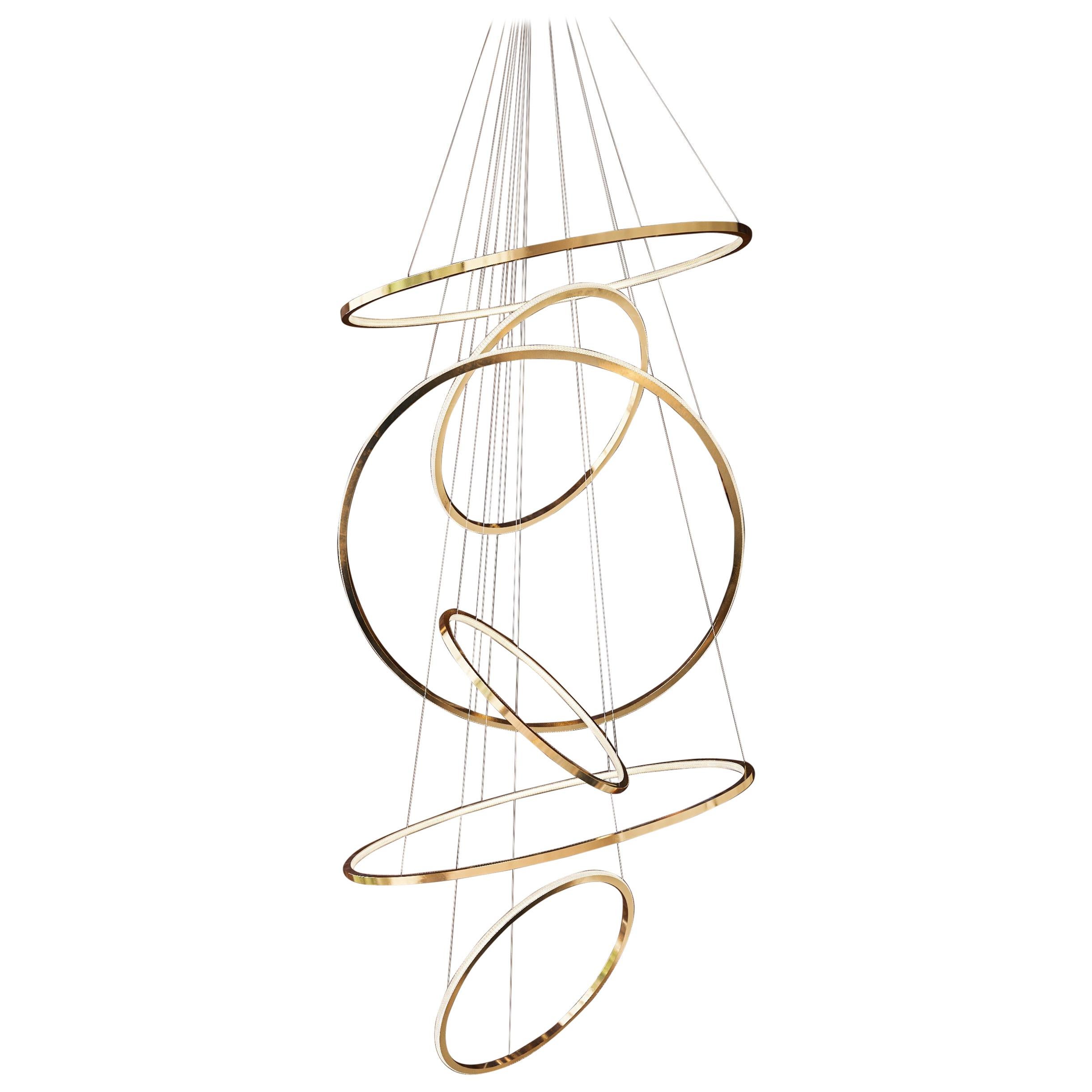 Contemporary Circular Large Lohja LED Six-Ring Chandelier For Sale