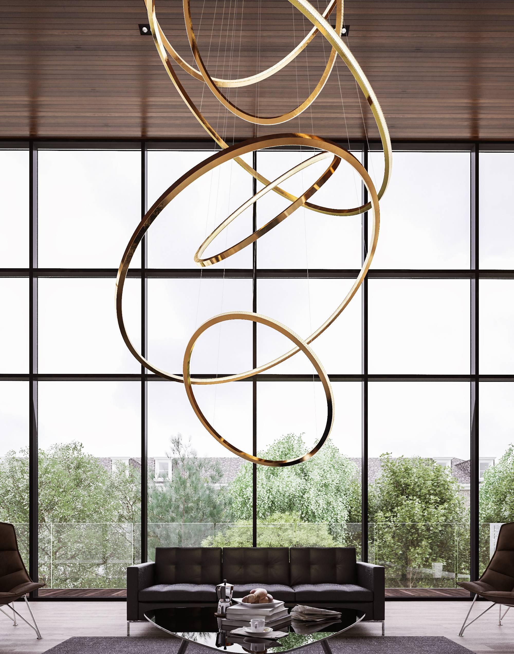 This contemporary chandelier is inspired by the tranquil lakes of Lohja, Finland, to explore peace, breath and balance. The Lohja brings clarity to high-ceiling rooms, large working areas and stairwells.

Handmade from our London workshop, the