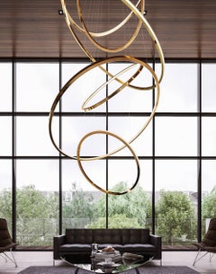 Contemporary Circular Large Lohja LED Six-Ring Chandelier