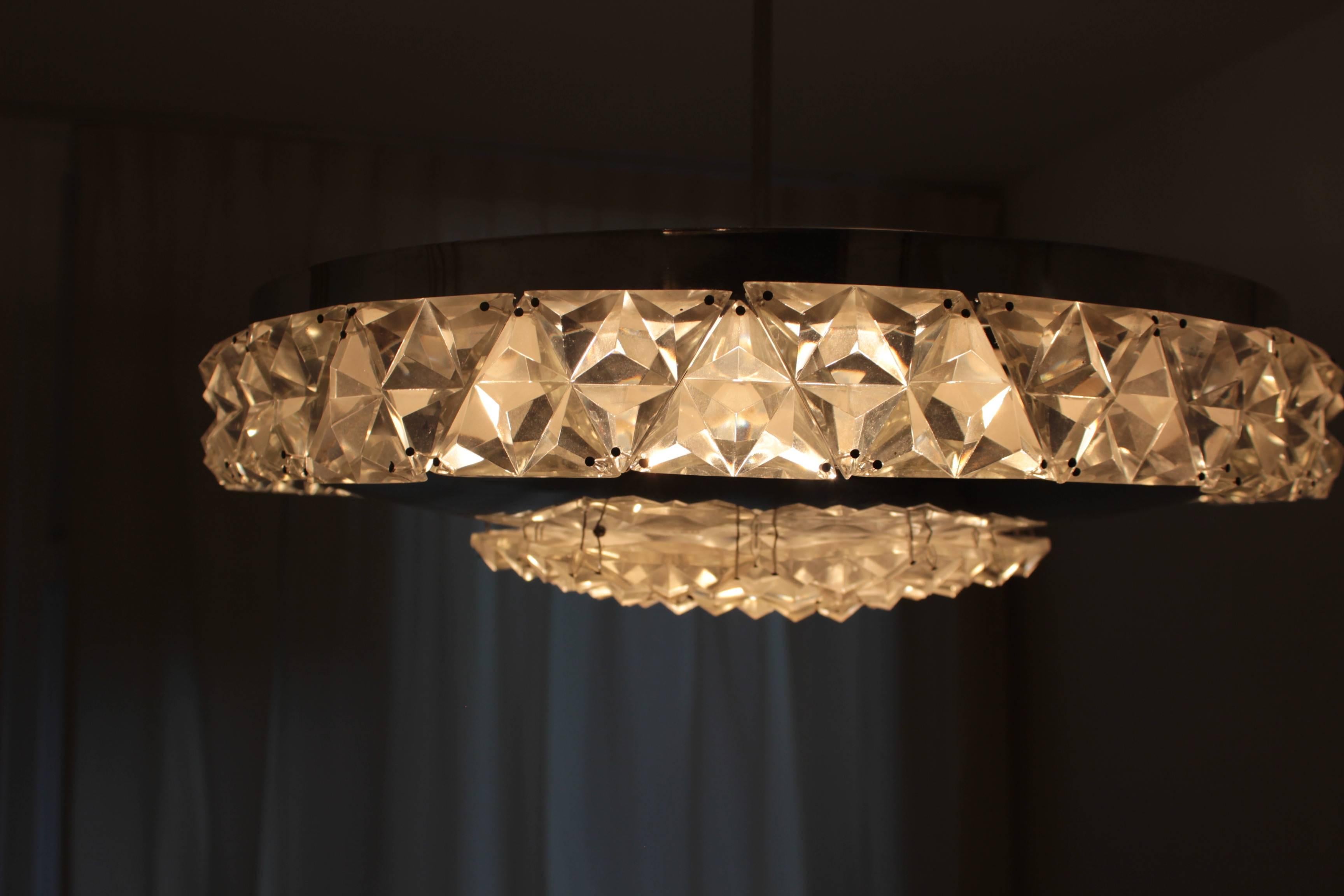 Hollywood Regency Bakalowits Vienna Faceted Crystal Chandelier, 1950s For Sale