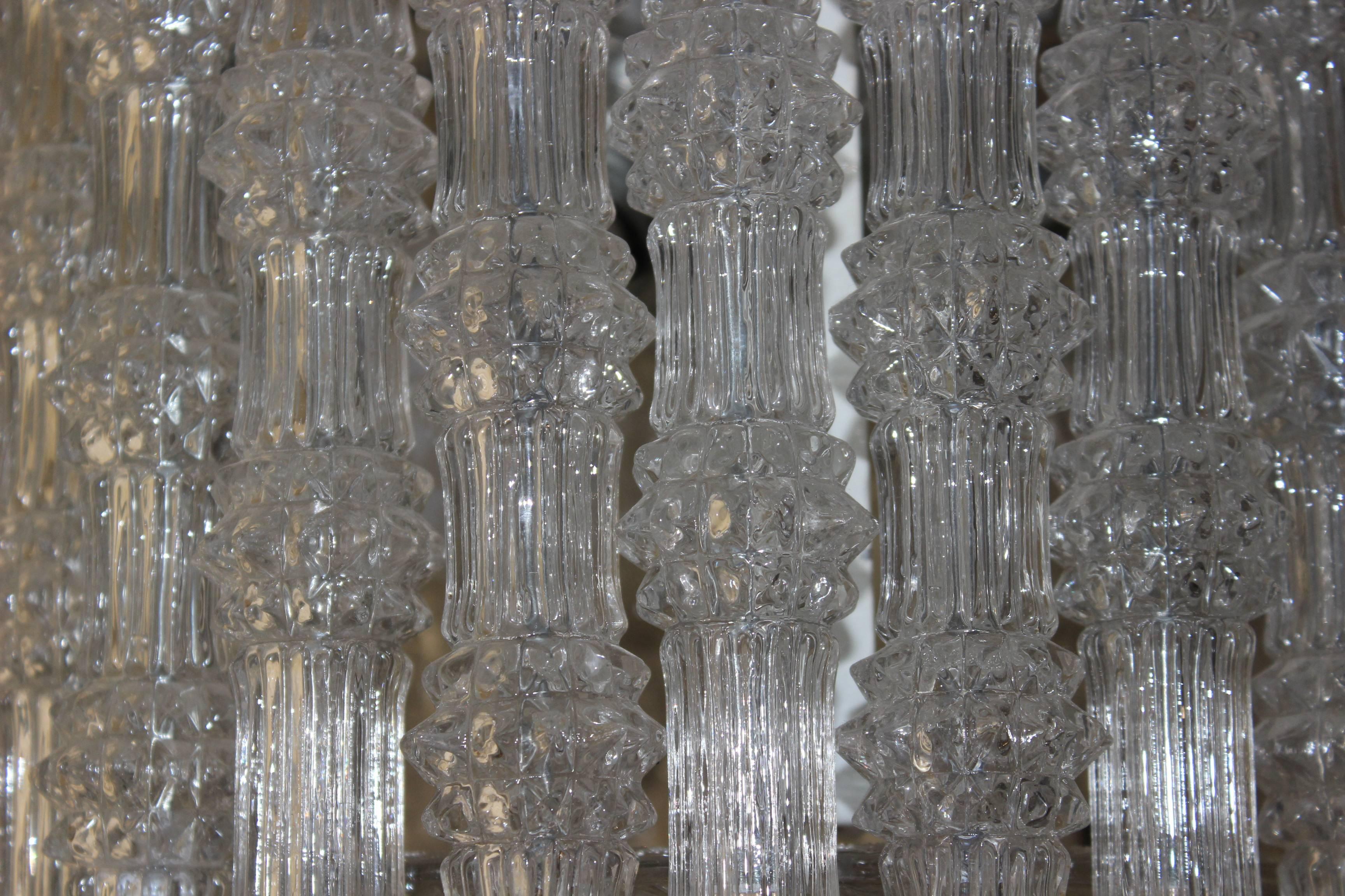 20th Century Vintage Ice Glass Chandelier, 1960s, German For Sale
