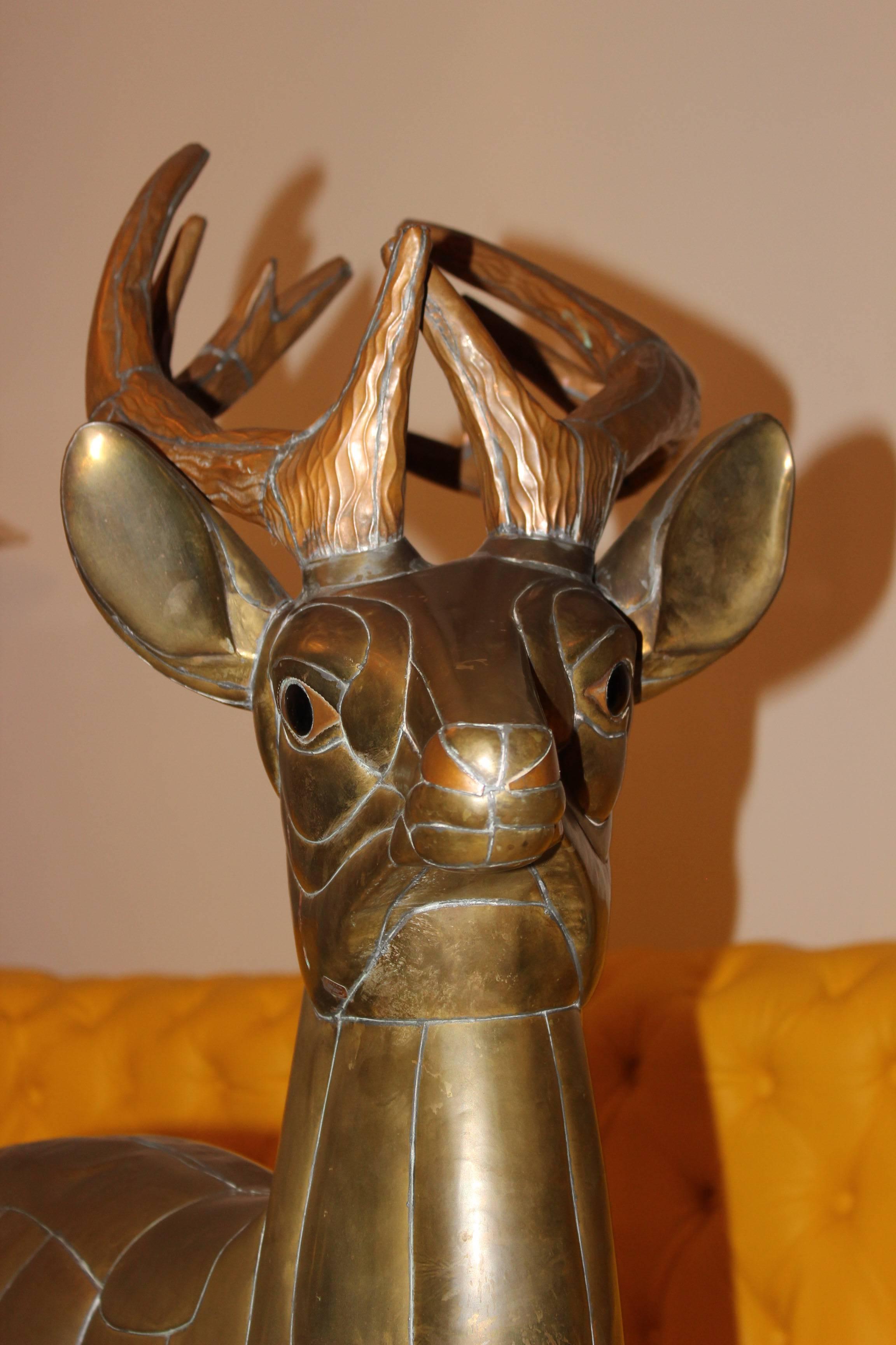 Mexican Sergio Bustamante Deer Sculpture, Signed, 1970s For Sale