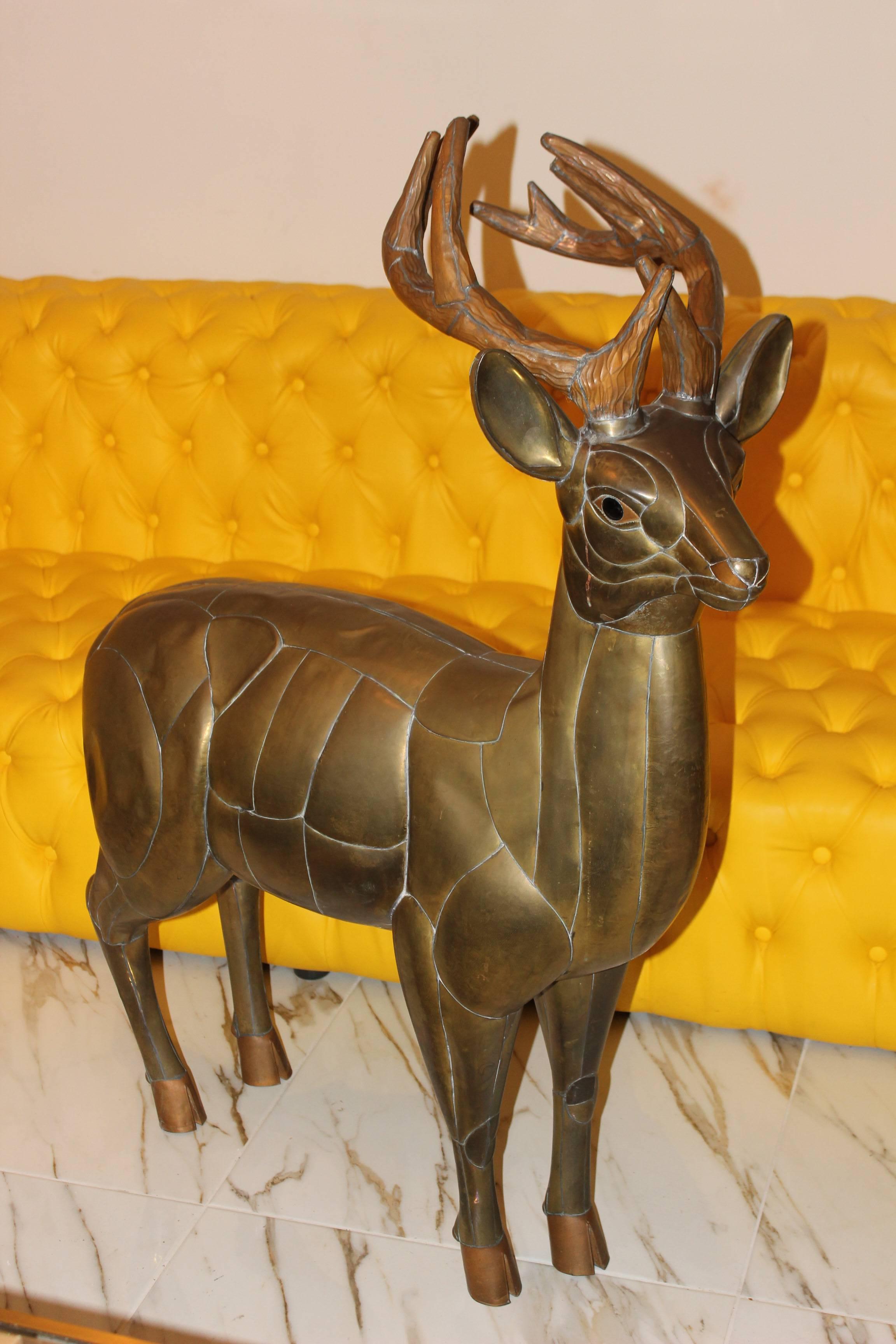 Sergio Bustamante Deer Sculpture, Signed, 1970s In Good Condition For Sale In Diemen, NL