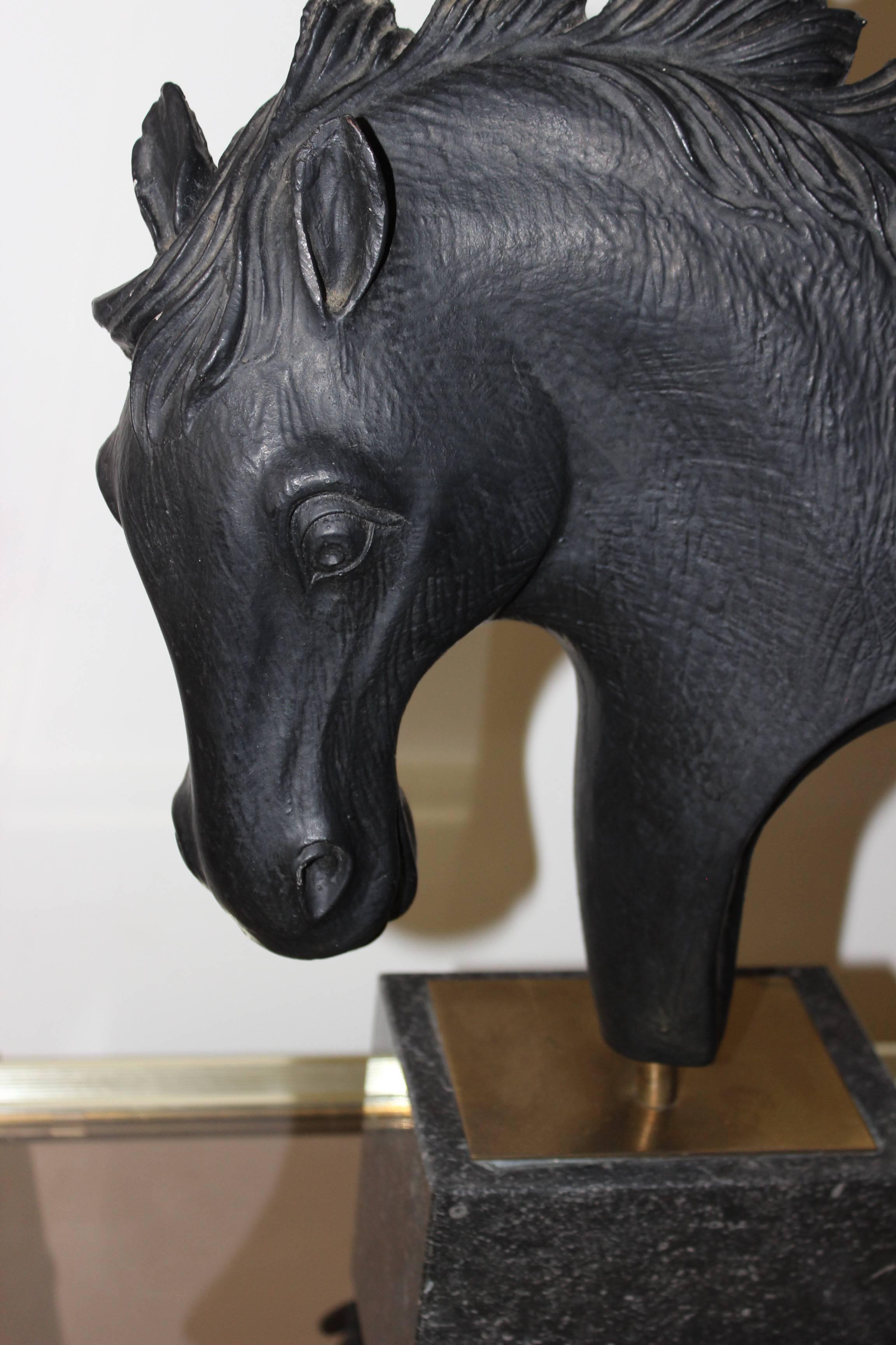 European Vintage Hollywood Regency Horse Head Table Lamp, ceramic For Sale