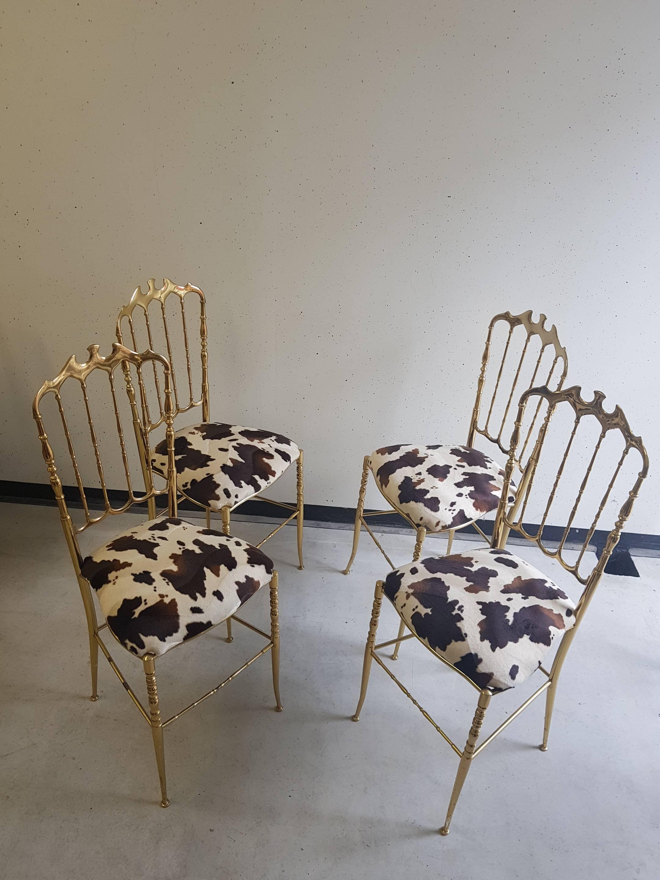 20th Century Chiavari brass Chairs 1960's Italy For Sale