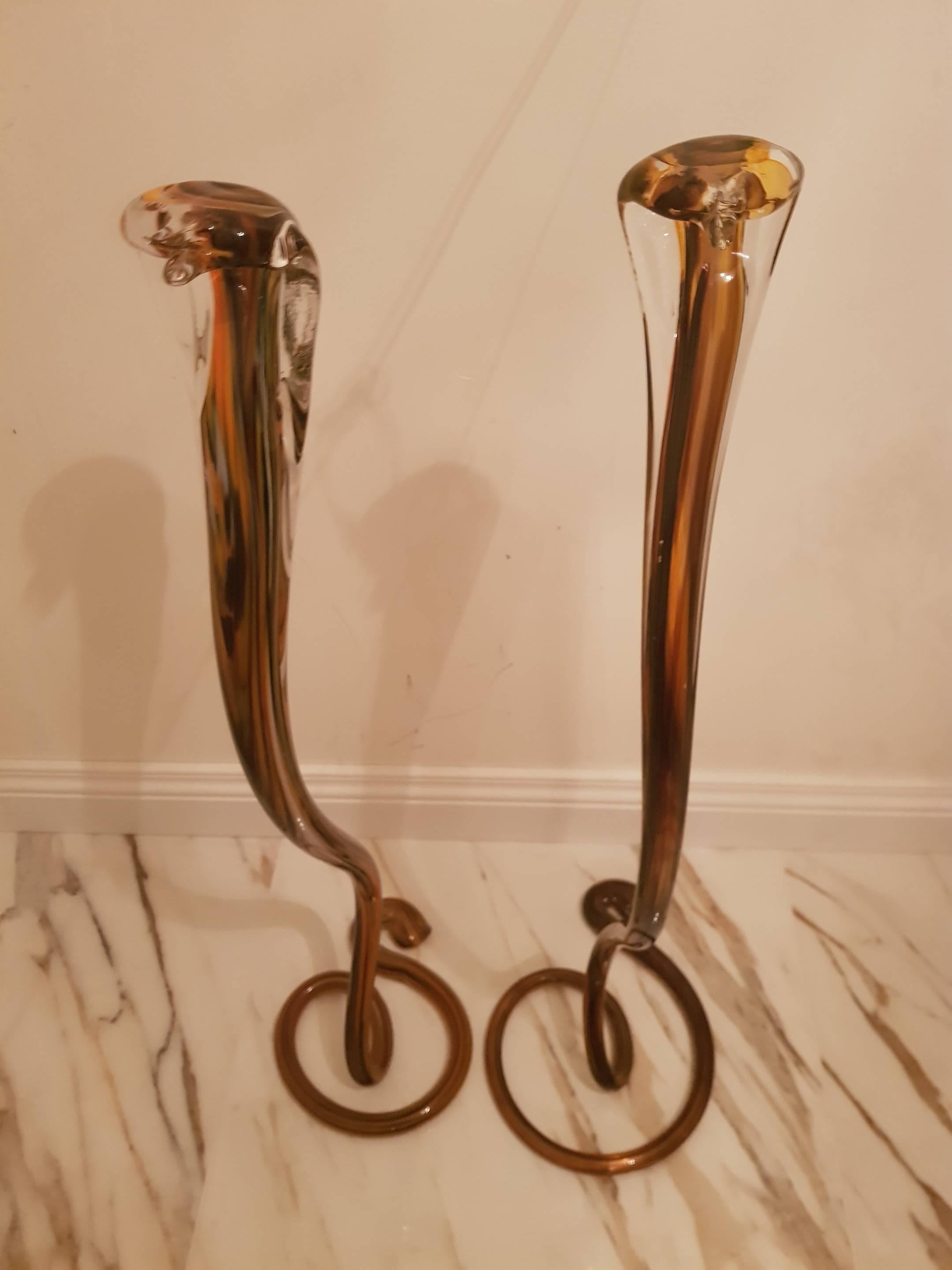 Set of handblown Murano glass Cobras, 1980-1990, unique item For Sale 4