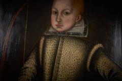 English portrait of a Jacobean boy with bow and arrow, early 17th century