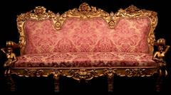 Statement Venetian carved giltwood settee, second quarter of the 19th century