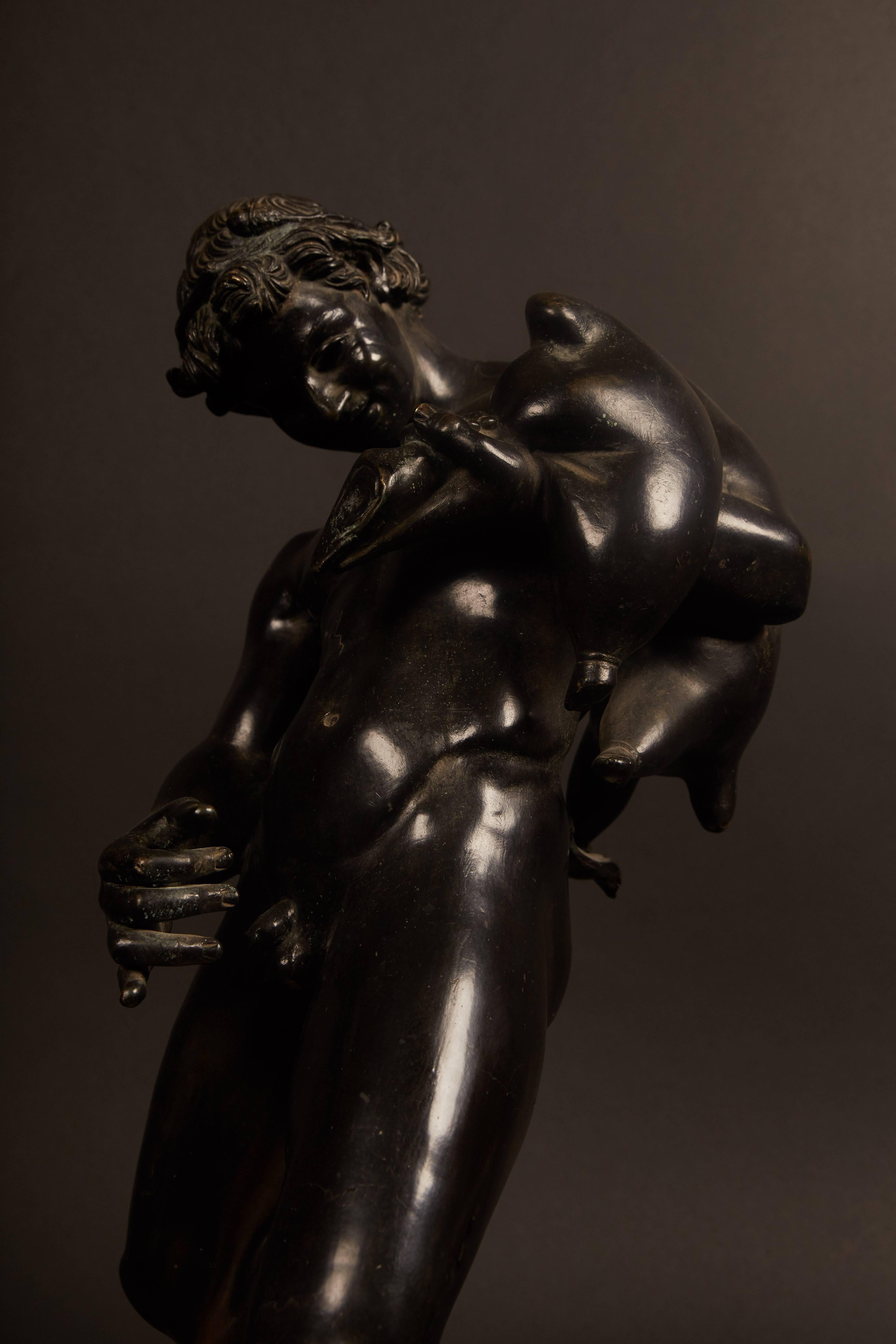 Grand Tour Large Italian patinated Bronze sculpture of youthful Bacchus, late 19th century