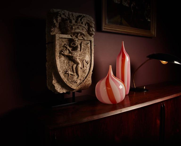 Iconic Pair of MidCentury Murano glass vases, Venice Italy, mid