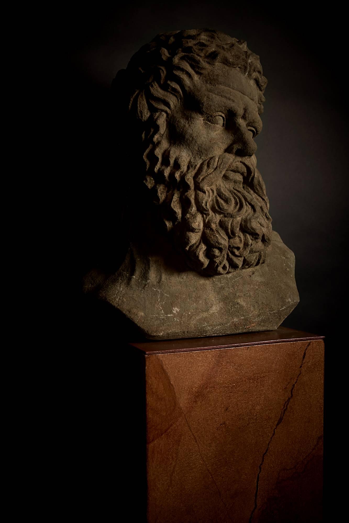 Belgian Carved classical marble bust of Hercules, late 18th-Early 19th century