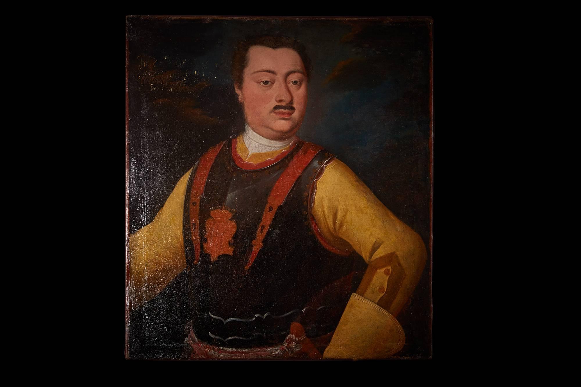 A wonderfully charismatic depiction, with rich and lustrous ochre tones and in excellent restored condition. This portrait is of the 18th century German School. It's provenance Palazzo Sacchetti, Rome. Unframed.