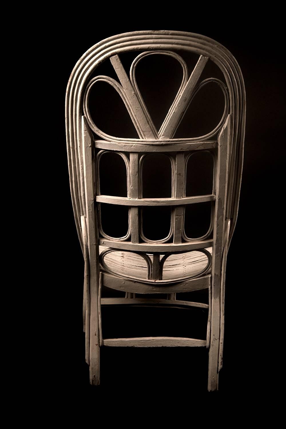 Pair of Large Elegant White Cane Conservatoire Chairs, France, 20th Century 3