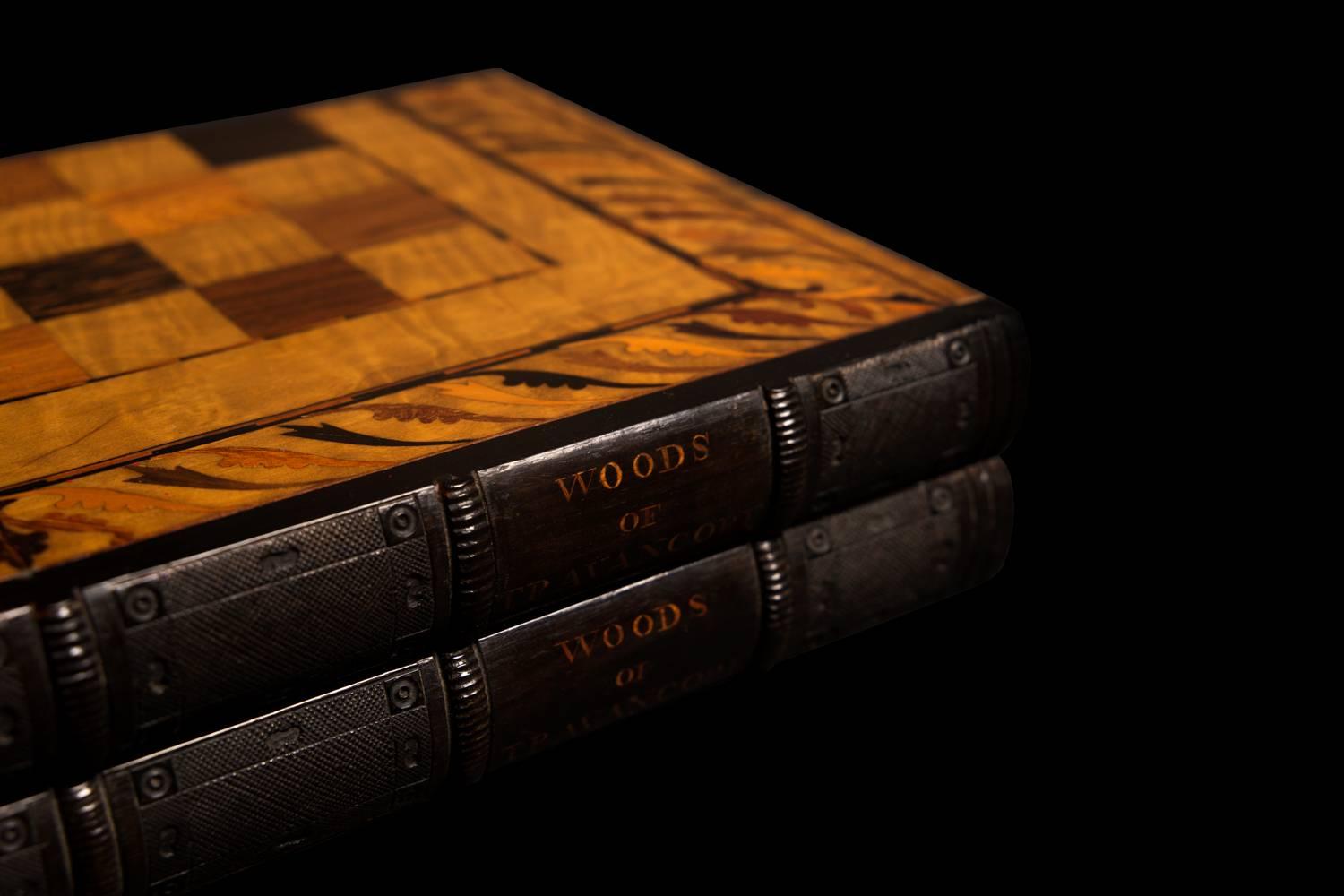 Parquetry Fine Anglo-Indian Specimen Faux-Book Games Box, 19th Century
