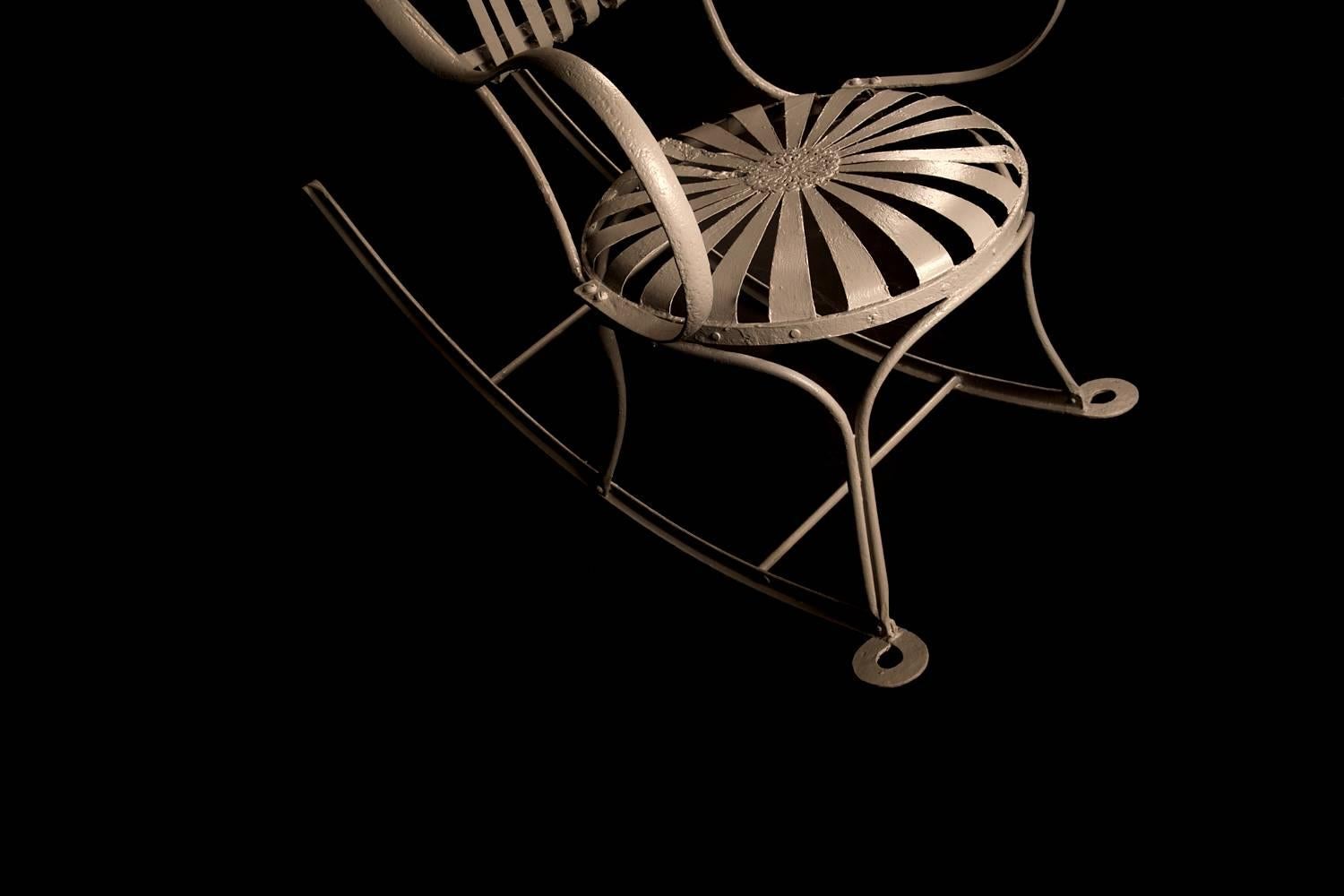 Corbusier commissioned Francois Carré Sunburst Iron Rocking Chair, 20th Century 1