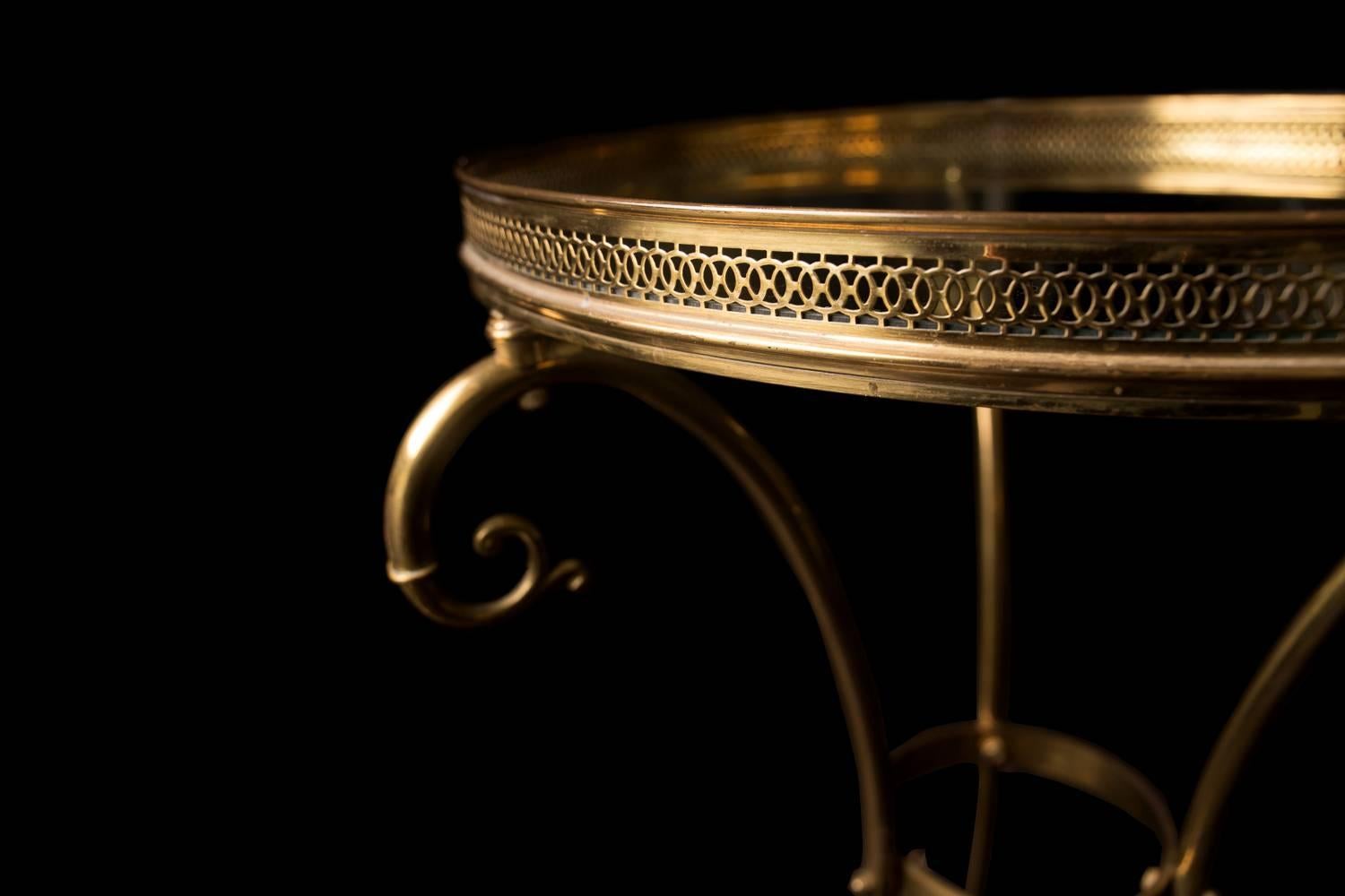 Brass Bouillotte Side Table with Swan Feet in Maison Jansen Style, 19th Century In Good Condition In London, GB