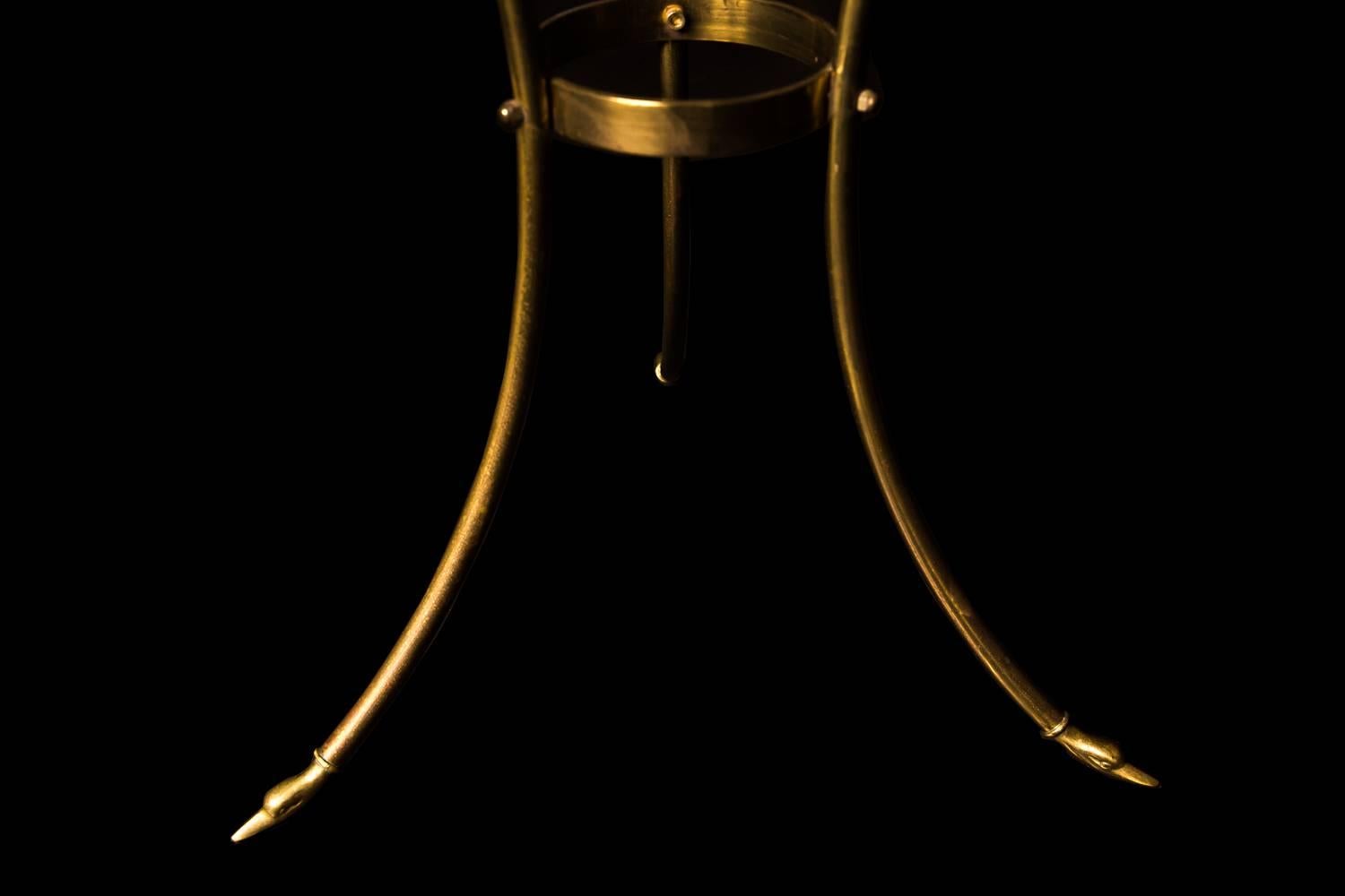 French Brass Bouillotte Side Table with Swan Feet in Maison Jansen Style, 19th Century