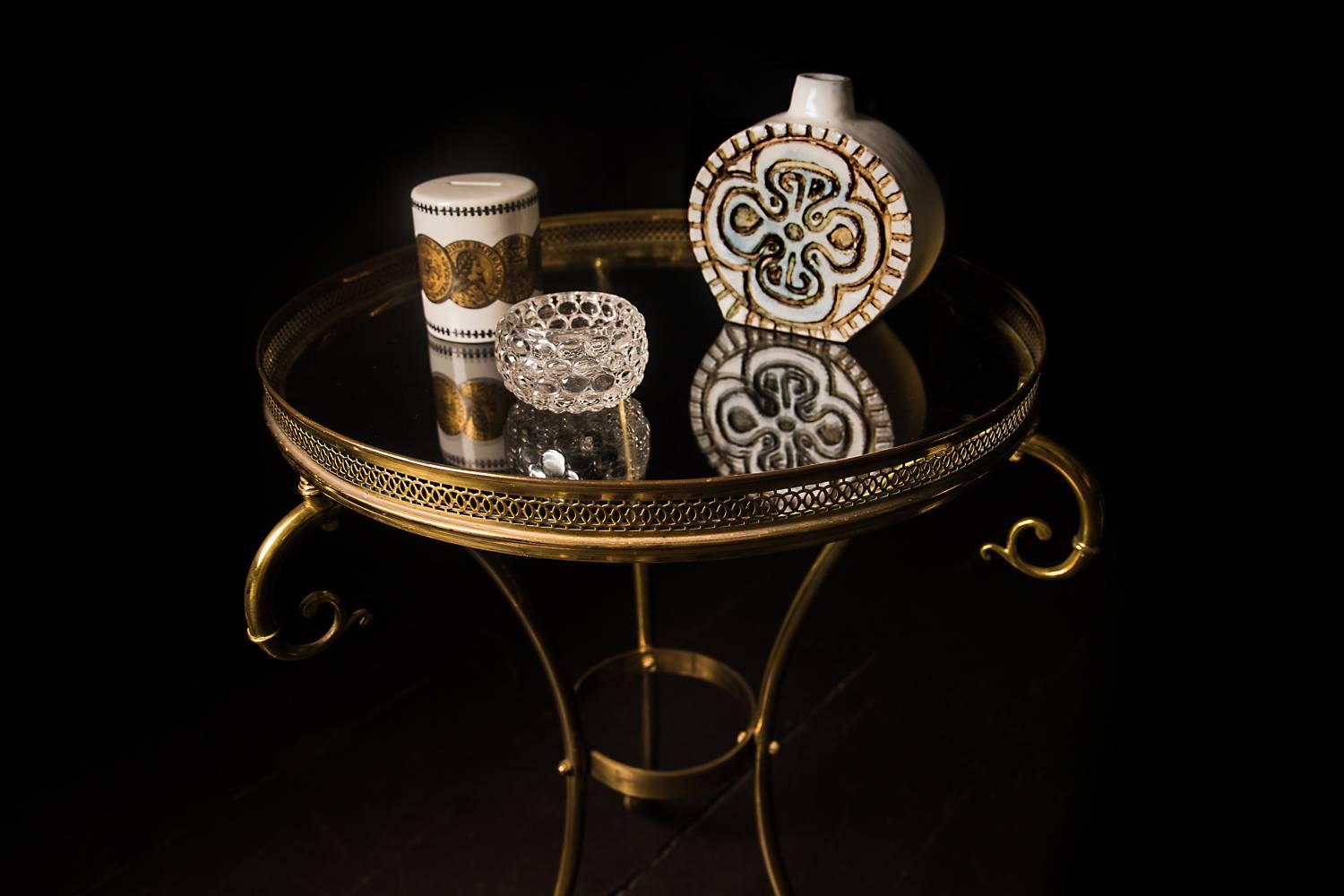 Brass Bouillotte Side Table with Swan Feet in Maison Jansen Style, 19th Century 1