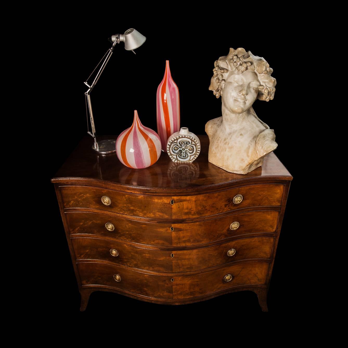 English Particularly Fine King George III Mahogany Serpentine Chest, 18th Century