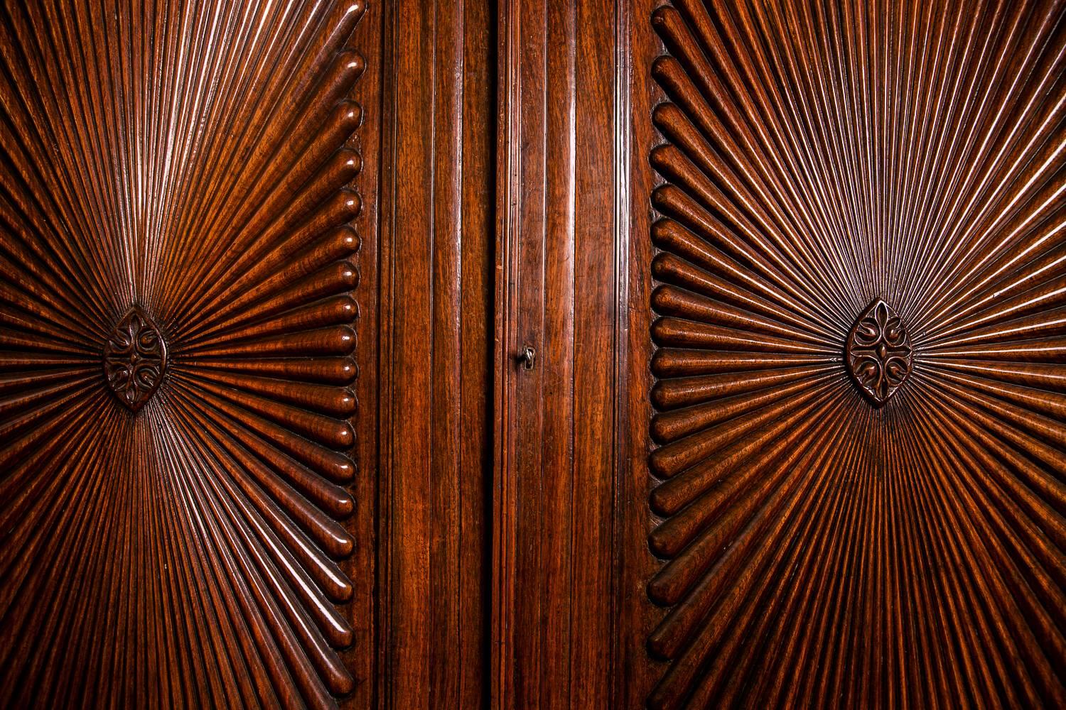 Striking and Rare Early 19th Century Celonese Padoukwood Armoire In Good Condition In London, GB