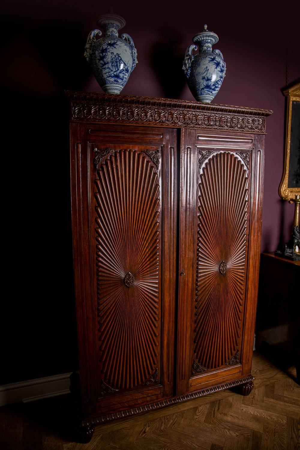 Striking and Rare Early 19th Century Celonese Padoukwood Armoire 2