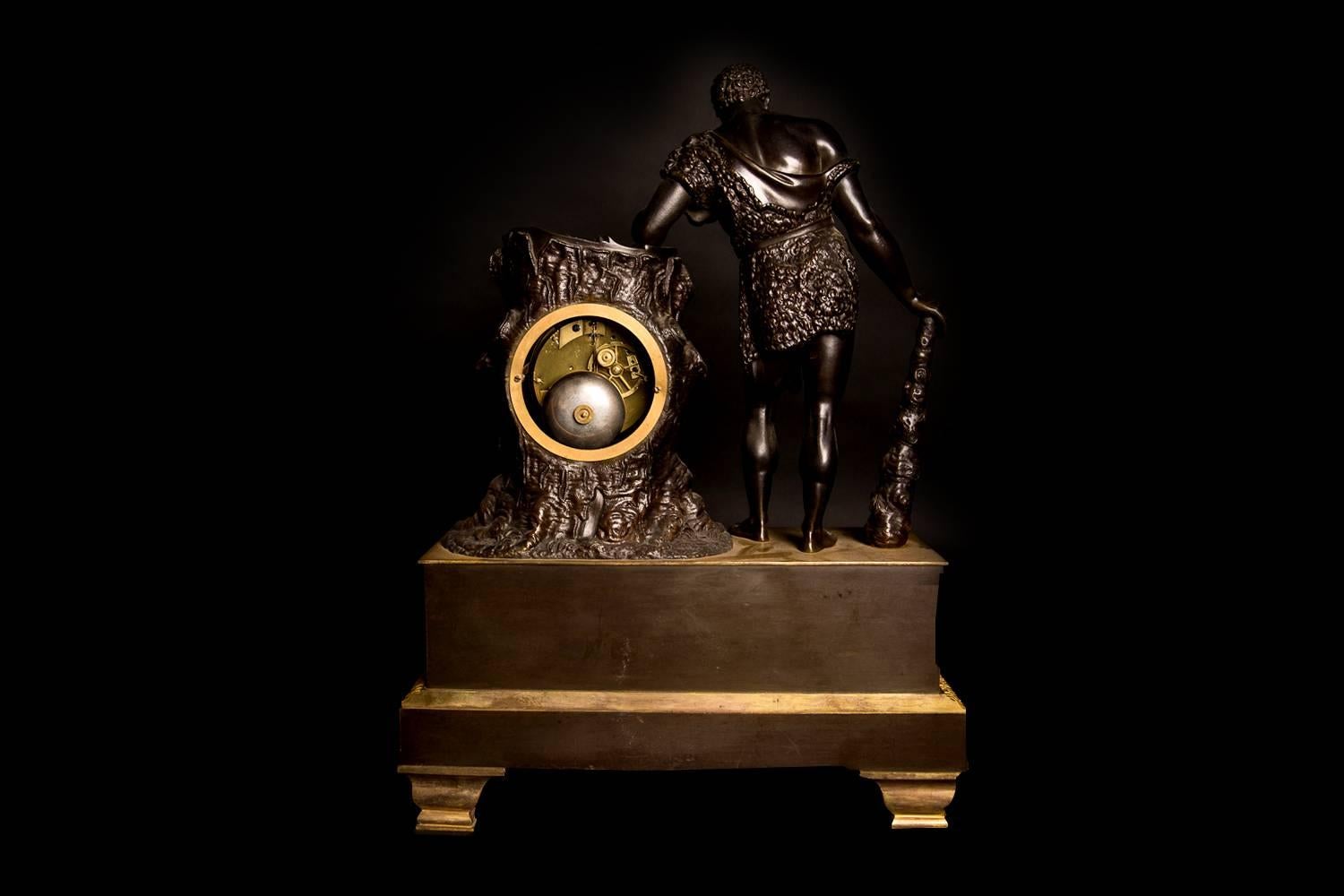 19th Century Large French Empire Ormolu Hercules and the Apple of Hesperides Clock circa 1820